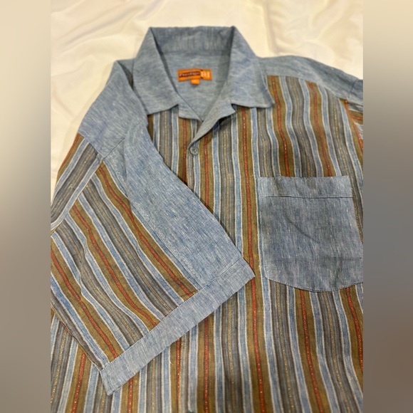 Men’s vintage Royal Prestige PD linen striped shirt size, XL - Picture 6 of 12